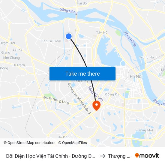 Đối Diện Học Viện Tài Chính - Đường Đức Thắng to Thượng Đình map