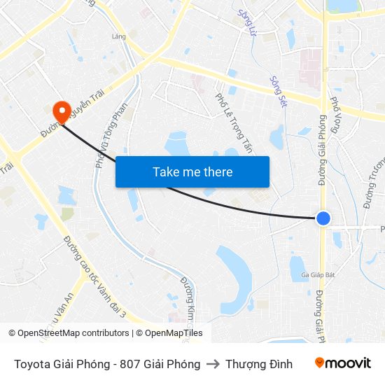 Toyota Giải Phóng - 807 Giải Phóng to Thượng Đình map