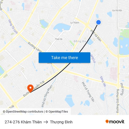 274-276 Khâm Thiên to Thượng Đình map