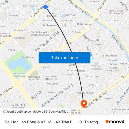 Đại Học Lao Động & Xã Hội - 43 Trần Duy Hưng to Thượng Đình map