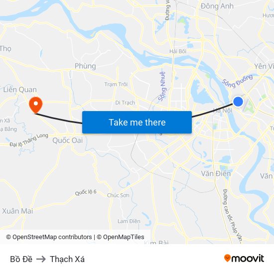 Bồ Đề to Thạch Xá map