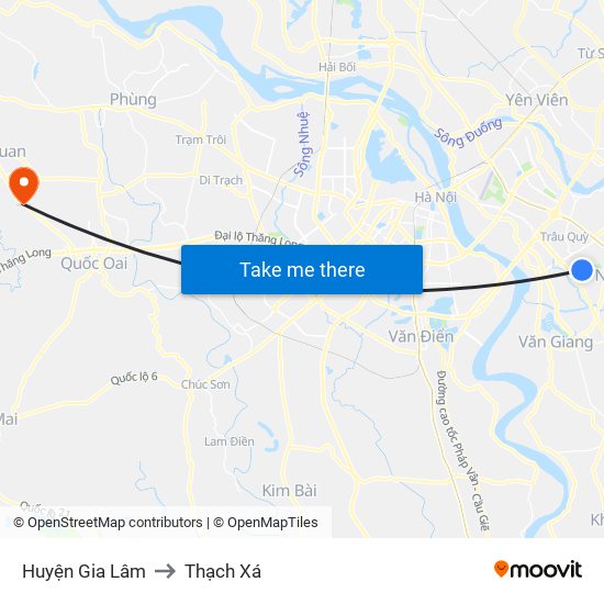 Huyện Gia Lâm to Thạch Xá map