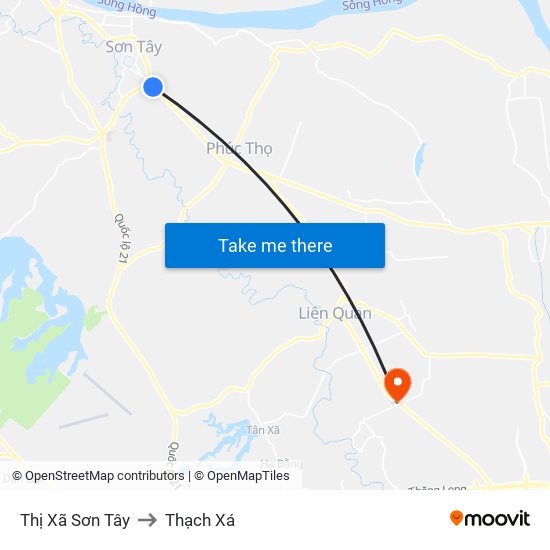 Thị Xã Sơn Tây to Thạch Xá map