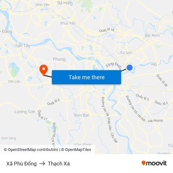 Xã Phù Đổng to Thạch Xá map