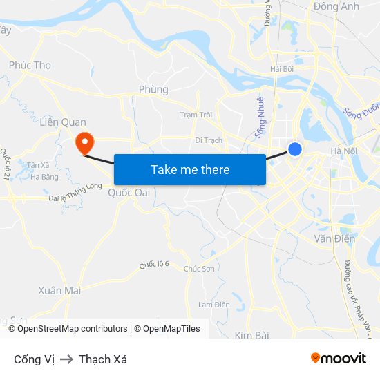 Cống Vị to Thạch Xá map