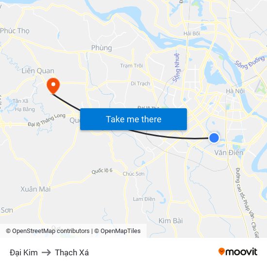 Đại Kim to Thạch Xá map