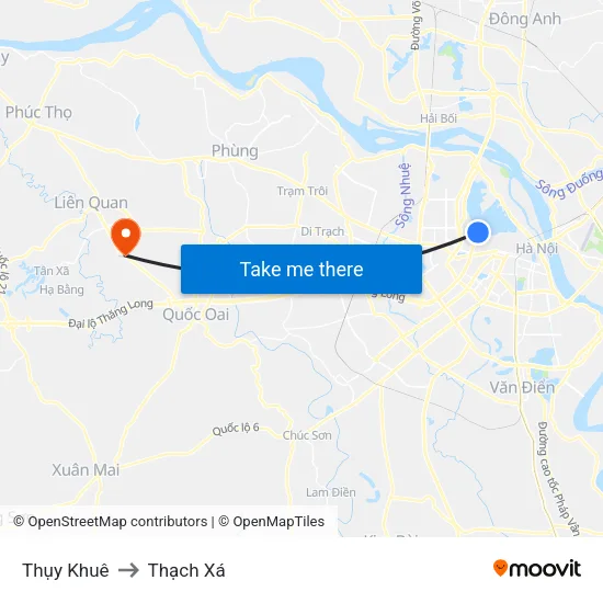 Thụy Khuê to Thạch Xá map