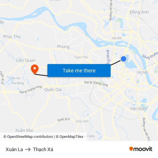 Xuân La to Thạch Xá map