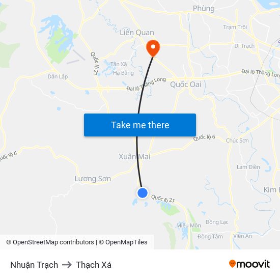 Nhuận Trạch to Thạch Xá map