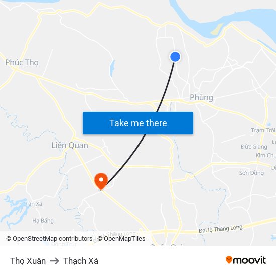 Thọ Xuân to Thạch Xá map