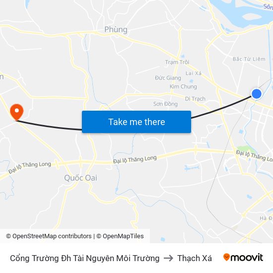 Cổng Trường Đh Tài Nguyên Môi Trường to Thạch Xá map