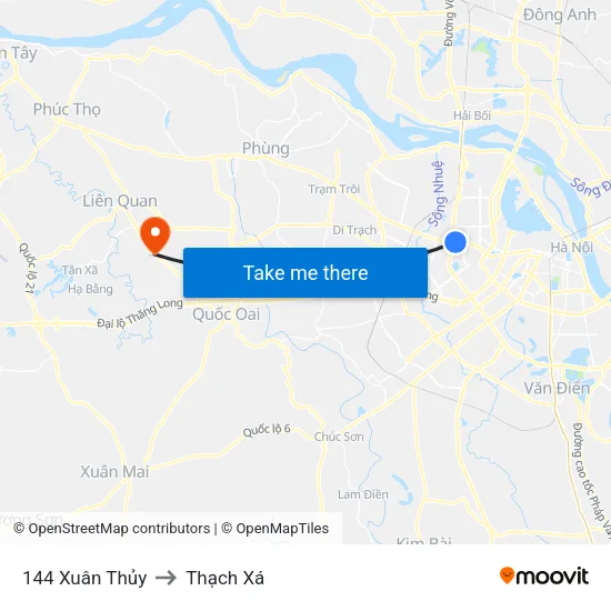 144 Xuân Thủy to Thạch Xá map