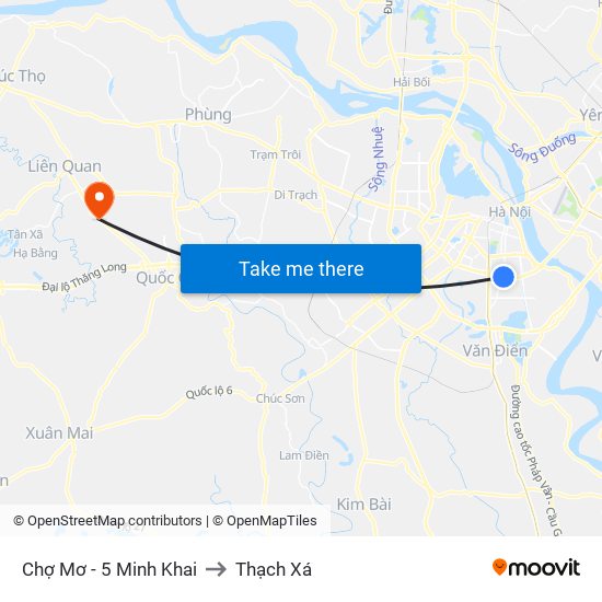 Chợ Mơ - 5 Minh Khai to Thạch Xá map