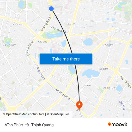 Vĩnh Phúc to Thịnh Quang map