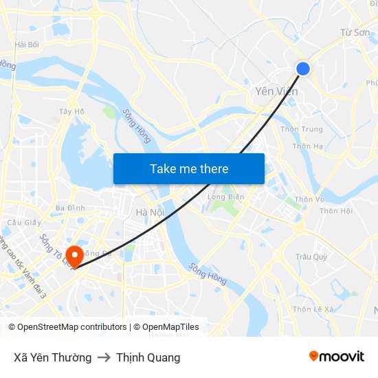 Xã Yên Thường to Thịnh Quang map