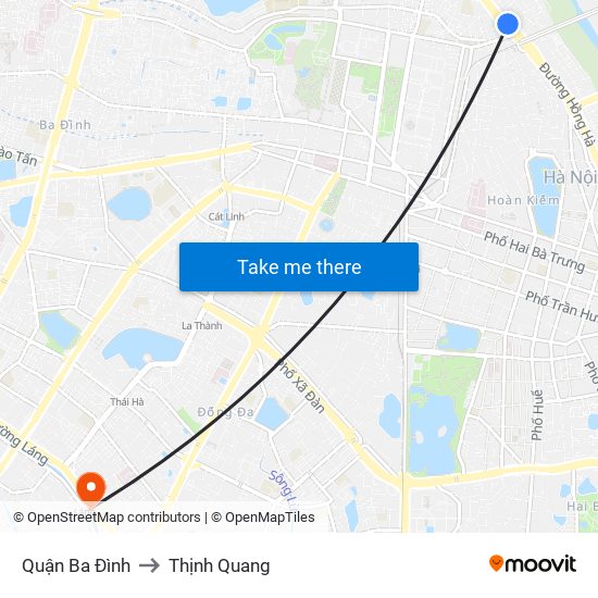 Quận Ba Đình to Thịnh Quang map