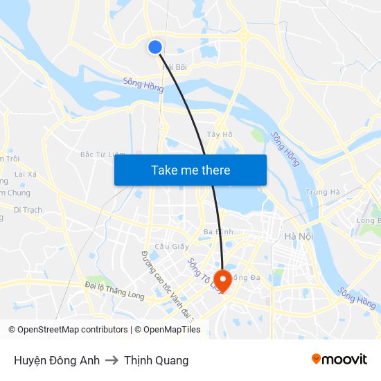 Huyện Đông Anh to Thịnh Quang map