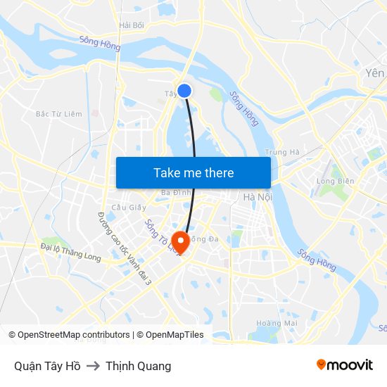 Quận Tây Hồ to Thịnh Quang map