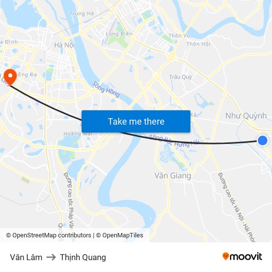 Văn Lâm to Thịnh Quang map