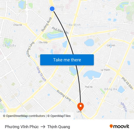 Phường Vĩnh Phúc to Thịnh Quang map