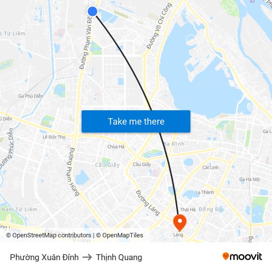 Phường Xuân Đỉnh to Thịnh Quang map