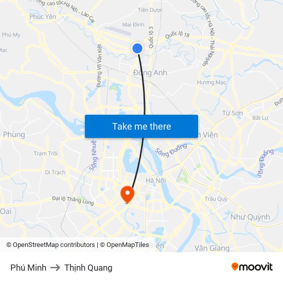 Phú Minh to Thịnh Quang map