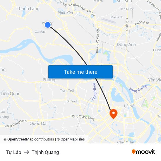 Tự Lập to Thịnh Quang map