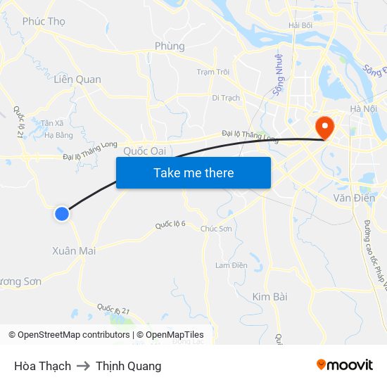 Hòa Thạch to Thịnh Quang map