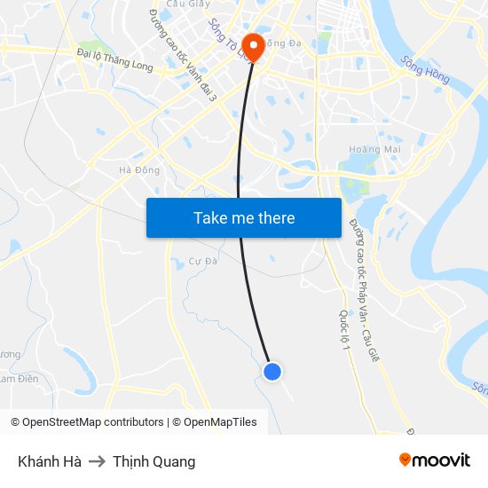 Khánh Hà to Thịnh Quang map