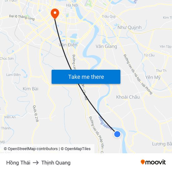 Hồng Thái to Thịnh Quang map