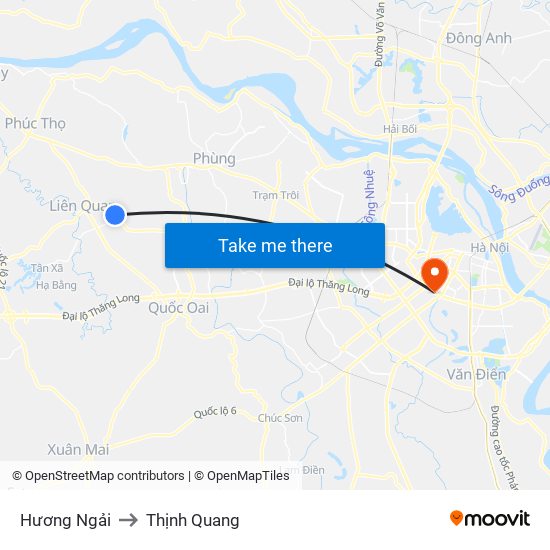 Hương Ngải to Thịnh Quang map