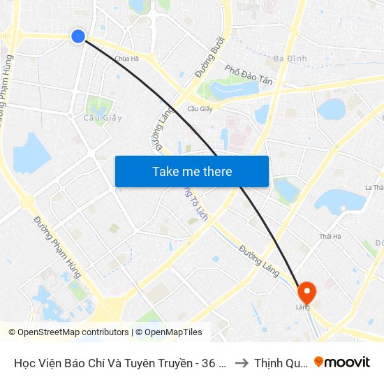 Học Viện Báo Chí Và Tuyên Truyền - 36 Xuân Thủy to Thịnh Quang map