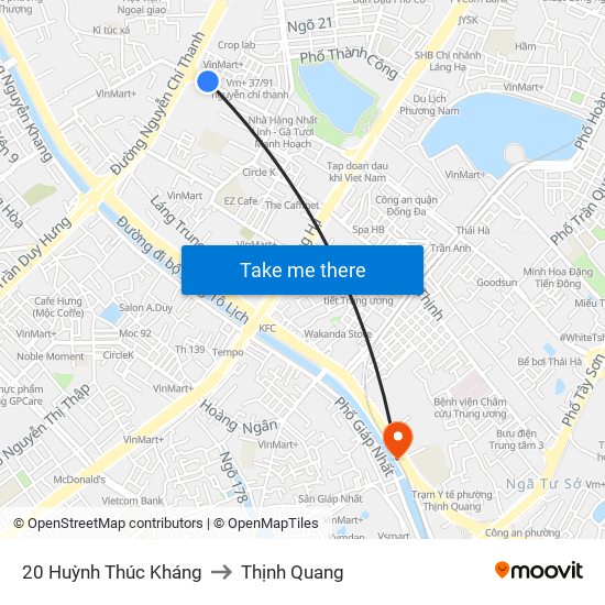 20 Huỳnh Thúc Kháng to Thịnh Quang map