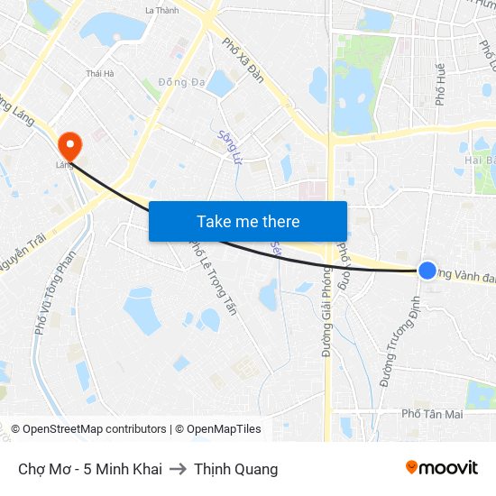 Chợ Mơ - 5 Minh Khai to Thịnh Quang map