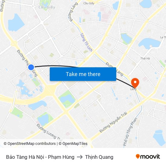 Bảo Tàng Hà Nội - Phạm Hùng to Thịnh Quang map