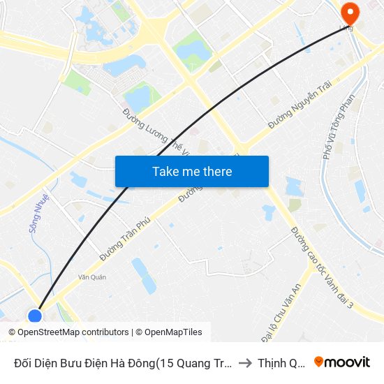 Đối Diện Bưu Điện Hà Đông(15 Quang Trung Hà Đông) to Thịnh Quang map