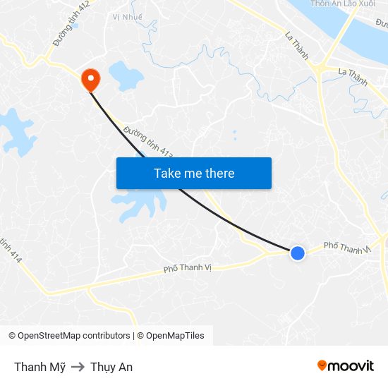 Thanh Mỹ to Thụy An map