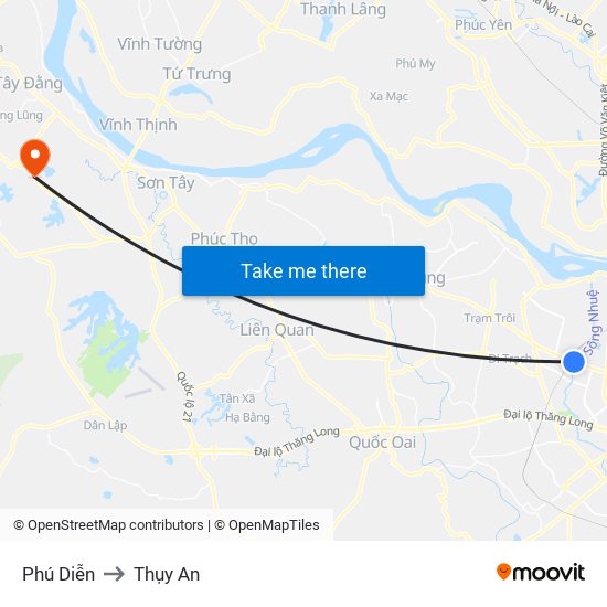 Phú Diễn to Thụy An map