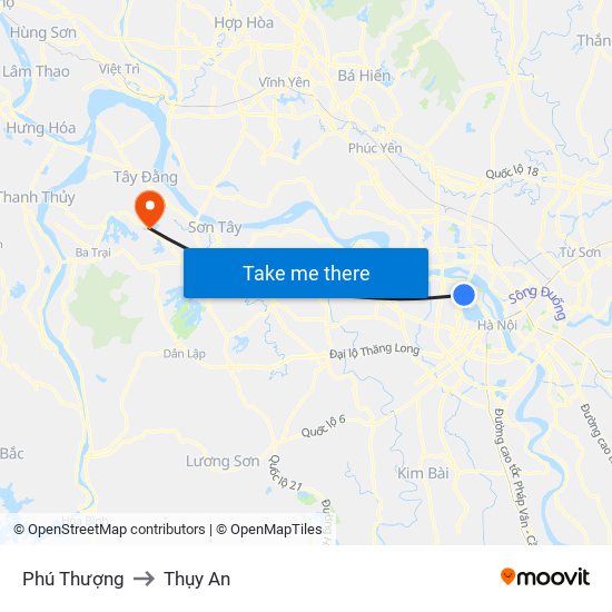 Phú Thượng to Thụy An map