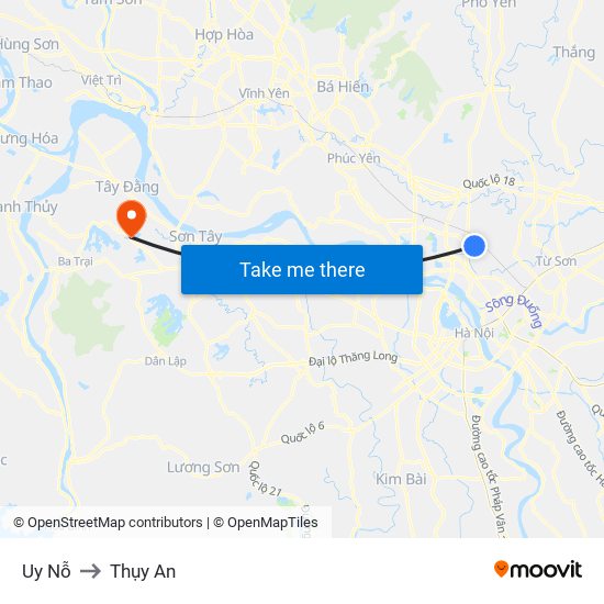 Uy Nỗ to Thụy An map