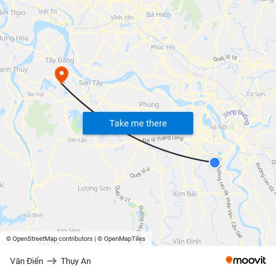 Văn Điển to Thụy An map