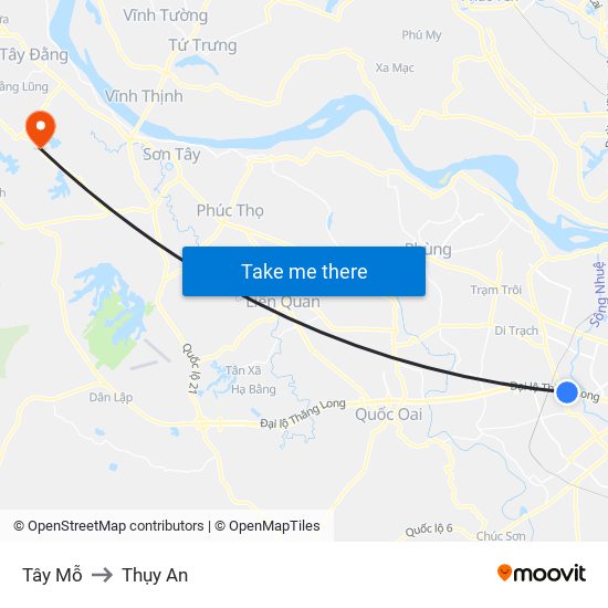 Tây Mỗ to Thụy An map