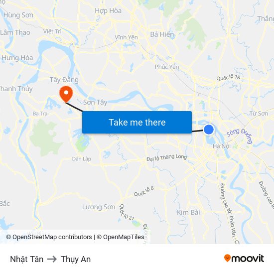 Nhật Tân to Thụy An map