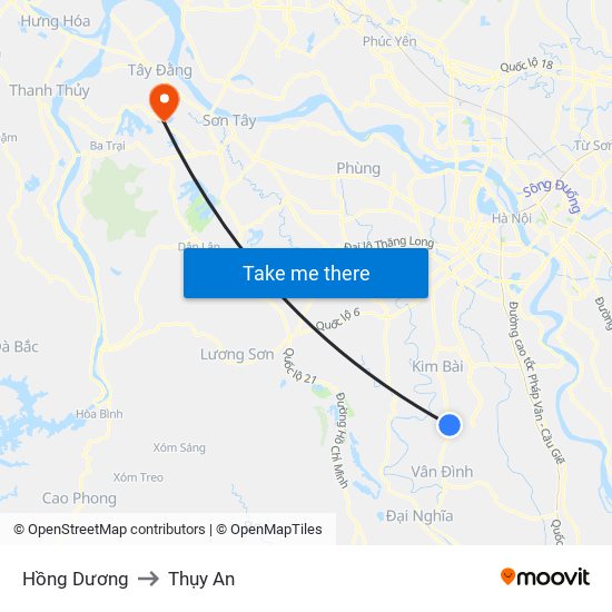 Hồng Dương to Thụy An map