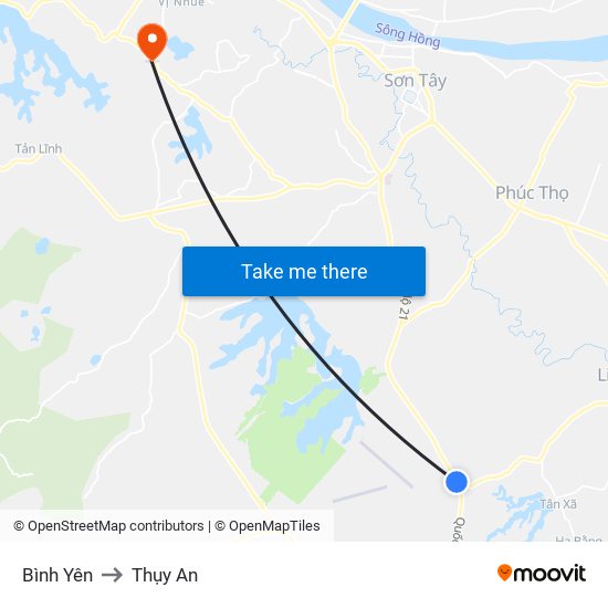 Bình Yên to Thụy An map