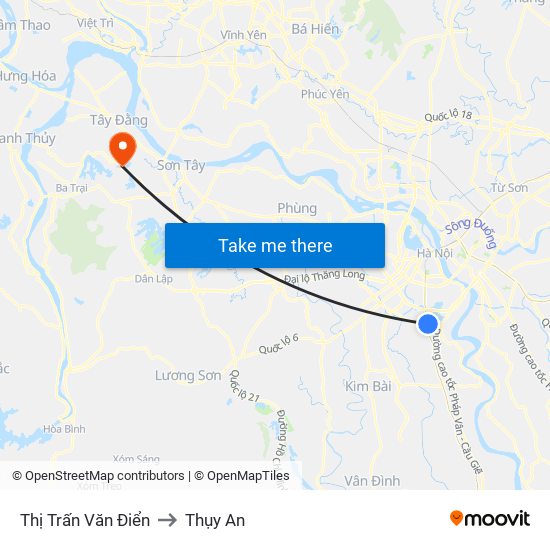 Thị Trấn Văn Điển to Thụy An map