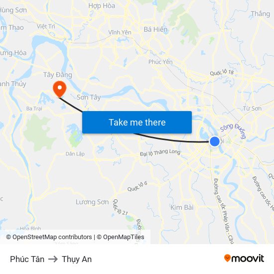 Phúc Tân to Thụy An map