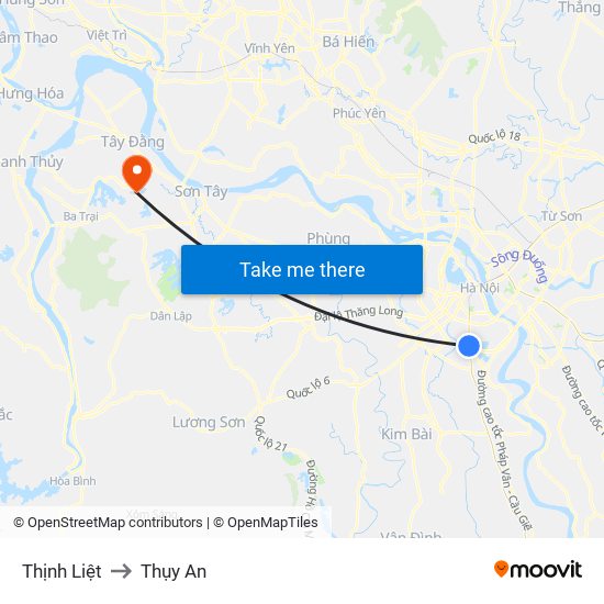 Thịnh Liệt to Thụy An map