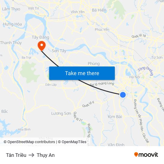 Tân Triều to Thụy An map