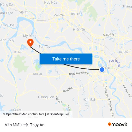 Văn Miếu to Thụy An map